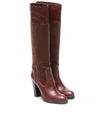 CHLOÉ LEATHER AND SUEDE KNEE-HIGH BOOTS,P00482887