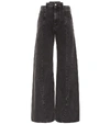 Maison Margiela Black Jeans With Wide Leg And Four-stitch Moniker Logo In Denim Woman In Black