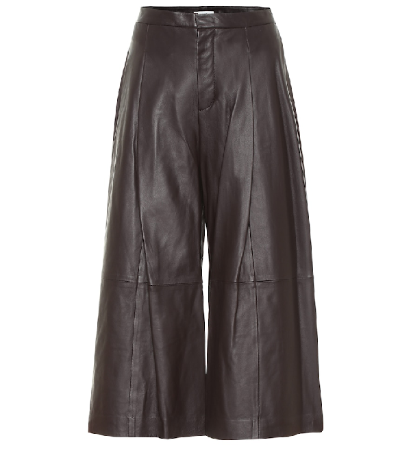Vince Leather Culottes In Brown | ModeSens