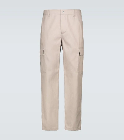 Valentino Cotton Cargo Pants In Grey In Beige