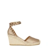 VALENTINO GARAVANI GARAVANI 85 BRONZE LEATHER WEDGE ESPADRILLES,3886116