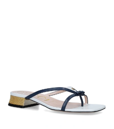 Gucci Leather Alison Bow-detail Sandals In Blue