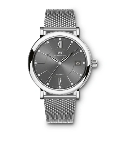 Iwc Schaffhausen Stainless Steel And Diamond Portofino Automatic Watch 37mm