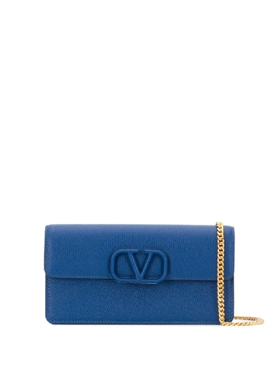 Valentino Garavani Vsling Pebbled Shoulder Bag In Blue