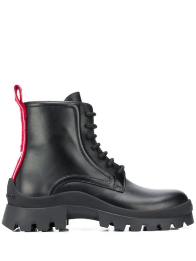 Dsquared2 Leather Lace Up Ankle Boots In Black