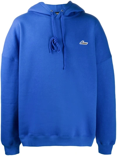 We11 Done We11done Blue Embroidered Logo Hoodie