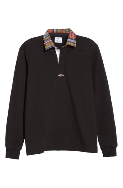 Noah Madras Collar Rugby Shirt In Black