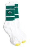 Noah Varsity Stripe Cotton Blend Socks In Dk Green