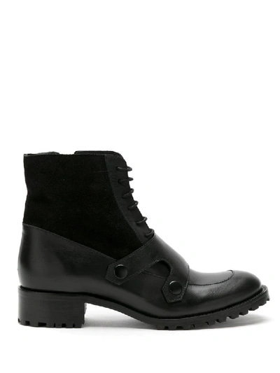Sarah Chofakian Avant-gard Leather Combat Boots In Black