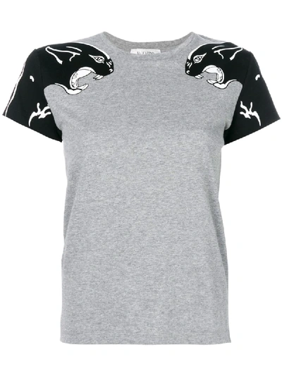 Valentino Panther Print T-shirt In Grey