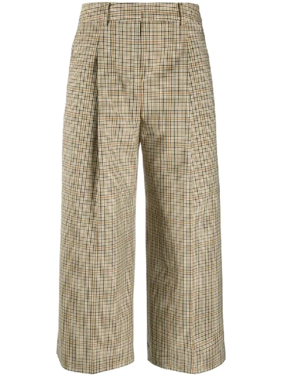 Michael Michael Kors Checked Wool-blend Culottes In Neutrals