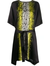 Rick Owens Acid Print T-shirt Midi Dress In Black