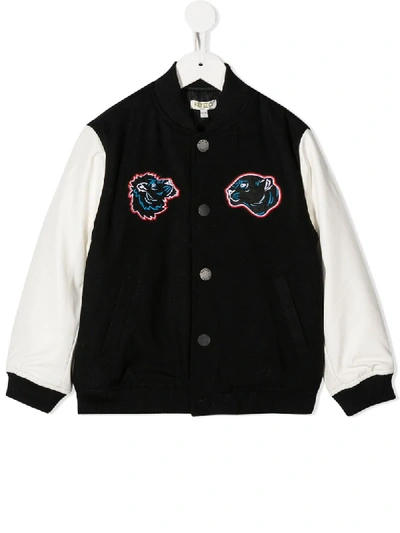 Kenzo Kids' Black Applique Bomber Jacket