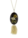 SILVIA FURMANOVICH 18KT YELLOW GOLD DIAMOND MARQUETRY PEARL TASSEL LILY NECKLACE