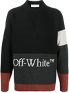 OFF-WHITE COLOUR-BLOCK KNITTED JUMPER