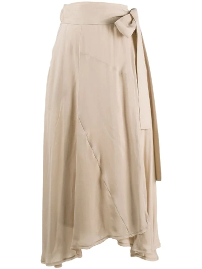 Maison Flaneur High-waisted Side Tie Skirt In Neutrals