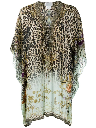 Camilla Leopard-print Kaftan Dress In Neutrals