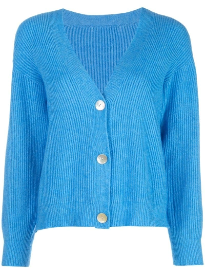 Apparis Avery Ribbed Knit Cardigan In Blue