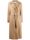 Harris Wharf London Belted Wide-lapel Trench Coat In Tan