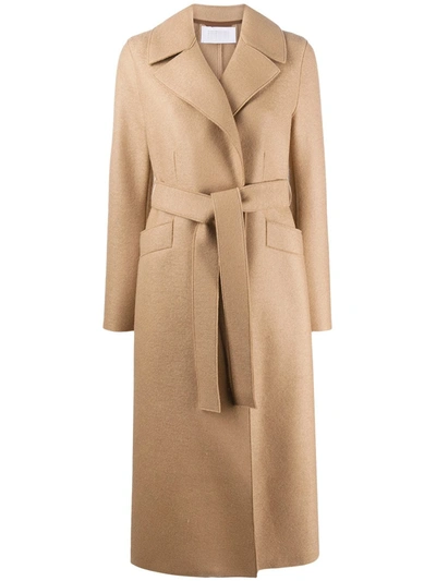 Harris Wharf London Belted Wide-lapel Trench Coat In Tan