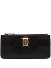 Ferragamo Black Vara Bow Long Leather Wallet In Black