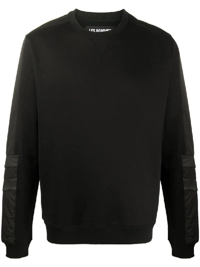 Les Hommes Leather-trimmed Sweatshirt In Black