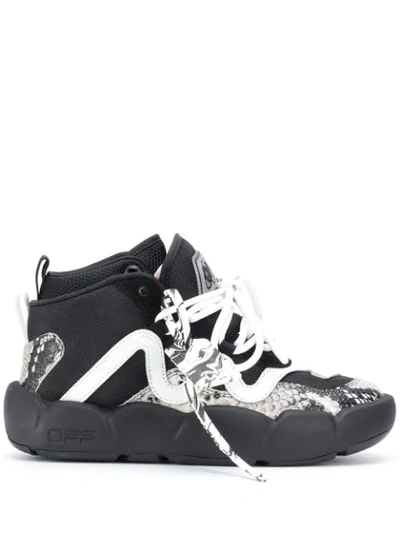 Off-white Chlorine Snakeskin-print Textile Trainers In Black Beig