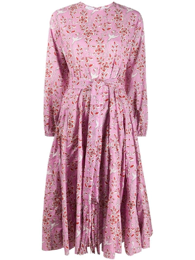 Rhode Devi Floral-print Cotton Dress In Pink