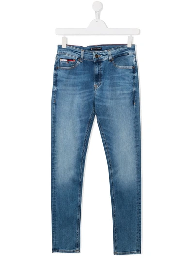 Tommy Hilfiger Junior Teen Mid-rise Slim-fit Jeans In Blue