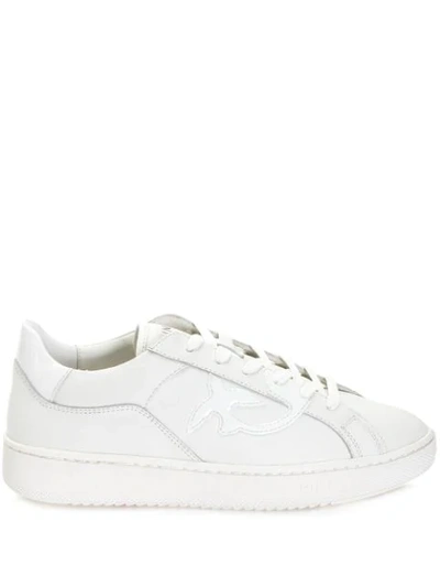 Pinko Womens White Liquirizia Logo Leather Trainers 3