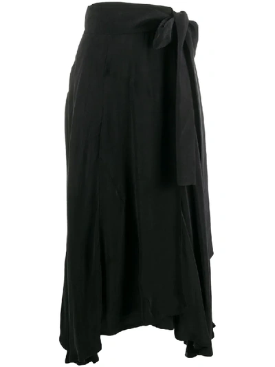 Maison Flaneur Asymmetric Tie Waist Skirt In Black
