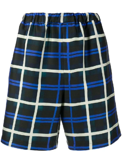 Christian Wijnants Papo Wool Check Shorts In Blue