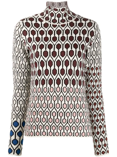 Christian Wijnants Mosaic Pattern High Neck Jumper In White