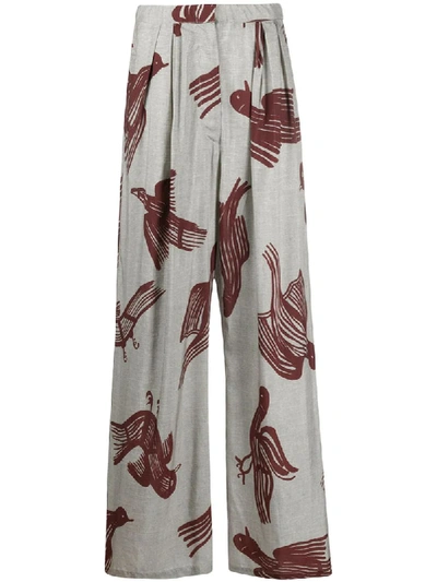 Christian Wijnants Mosaic Print Straight-leg Trousers In Grey