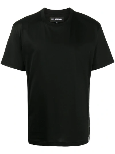 Les Hommes Zip-embellished Jersey T-shirt In Black