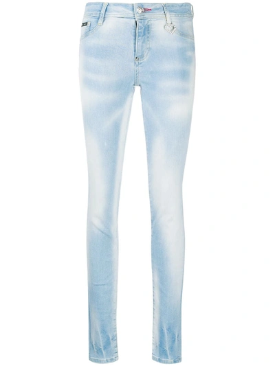 Philipp Plein High Rise Skinny Fit Jeggings In Blue