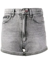 Philipp Plein Hot Pants Denim Shorts In Grey
