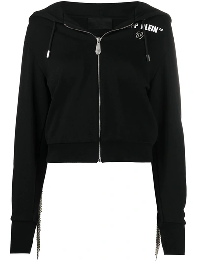 Philipp Plein Rear-fringe Detail Hoodie In Black