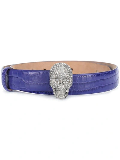 Philipp Plein Skull Crystal Belt In Purple