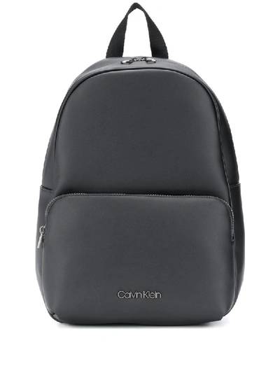 Calvin Klein Zip-around Logo Backpack In Black