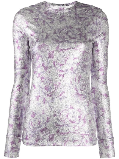 Rabanne Floral Print Viscose Blend Top In V057