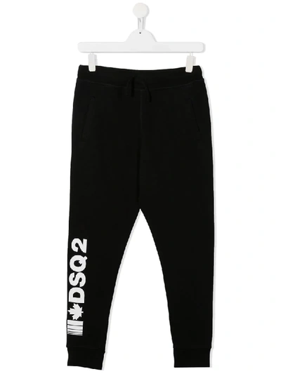 Dsquared2 Teen Logo Print Sweatpants In Black