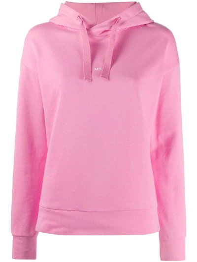 Apc Christina Logo Cotton Jersey Hoodie In Pink