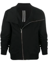 Rick Owens Asymmetric Zip Organic Cotton Jacket In Black