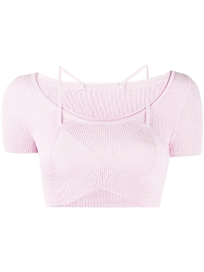 Jacquemus Ribbed Crop Trop In Pink