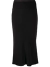 RICK OWENS HIGH-WAISTED FINE KNIT SKIRT