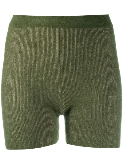 Jacquemus Ribbed Knit Shorts In Green