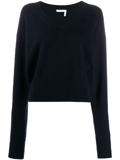 Chloé Tink Cropped Cashmere Sweater In Blue