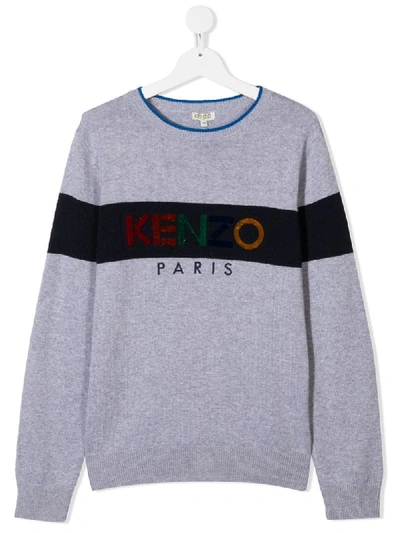 Kenzo Teen Pullover Mit Logo-stickerei In Grey