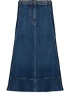 Valentino Flared High-waisted Denim Skirt In Blue